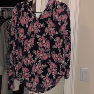 Super light weight floral hooded shirt